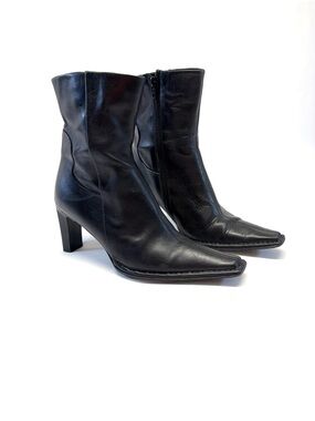 TRUE VINTAGE Aldo Black Leather Square Toe Boots Size 38/US8